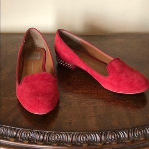 Red suede flats